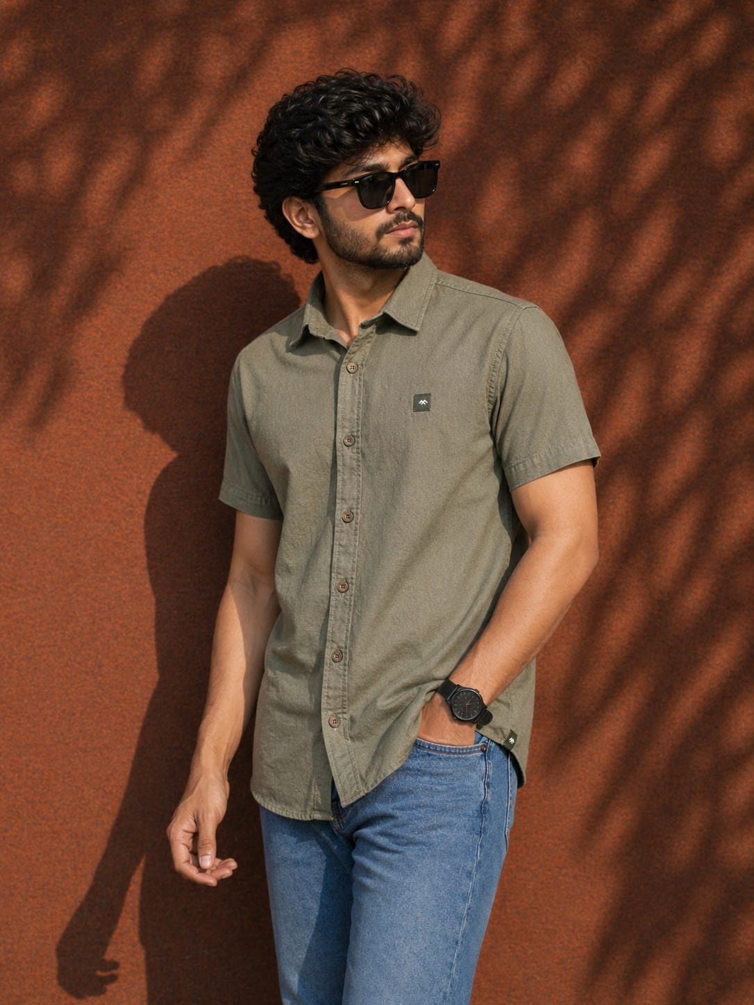 Men’s Lycra Solid Shirt | Premium Stretch Casual Shirt for Men | Regular Fit Half Sleeve (Black, Bottle Green, Olive, Maroon)