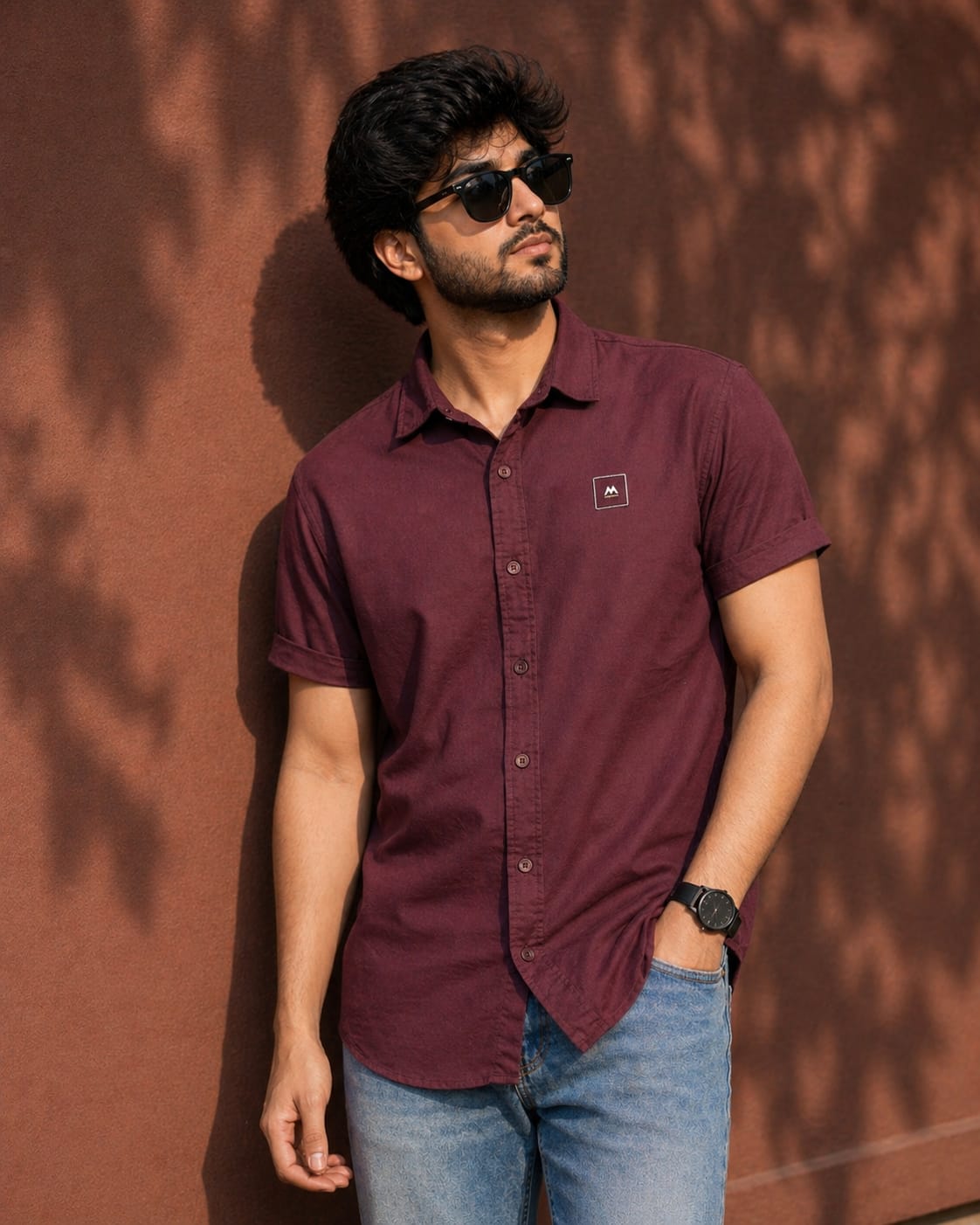 Men’s Lycra Solid Shirt | Premium Stretch Casual Shirt for Men | Regular Fit Half Sleeve (Black, Bottle Green, Olive, Maroon)