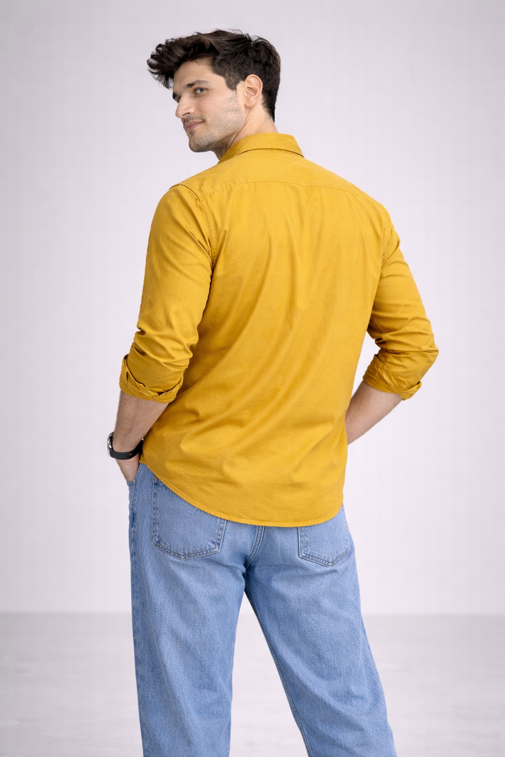Men's Cartel Premium Lycra Printed Shirt for Men | Stylish Casual Full Sleeve Shirt | Mustard, Beige, Black & Maroon