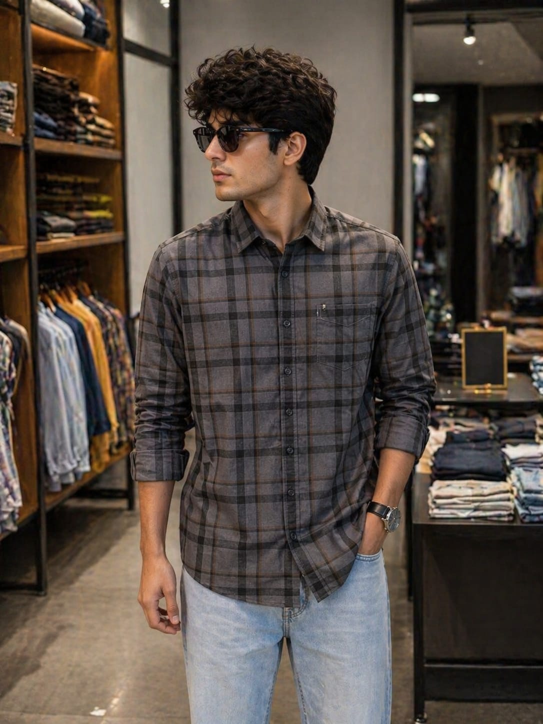 Men’s Pure Cotton Casual Shirt | Premium Checked Casual Wear | Occasional Casual Stylish Shirt for Men