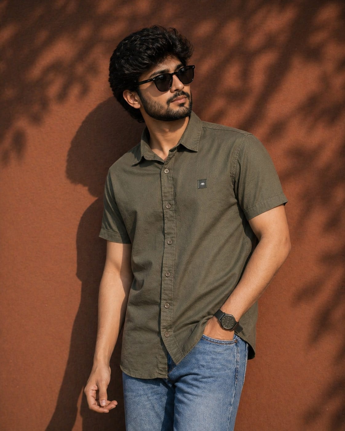 Men’s Lycra Solid Shirt | Premium Stretch Casual Shirt for Men | Regular Fit Half Sleeve (Black, Bottle Green, Olive, Maroon)