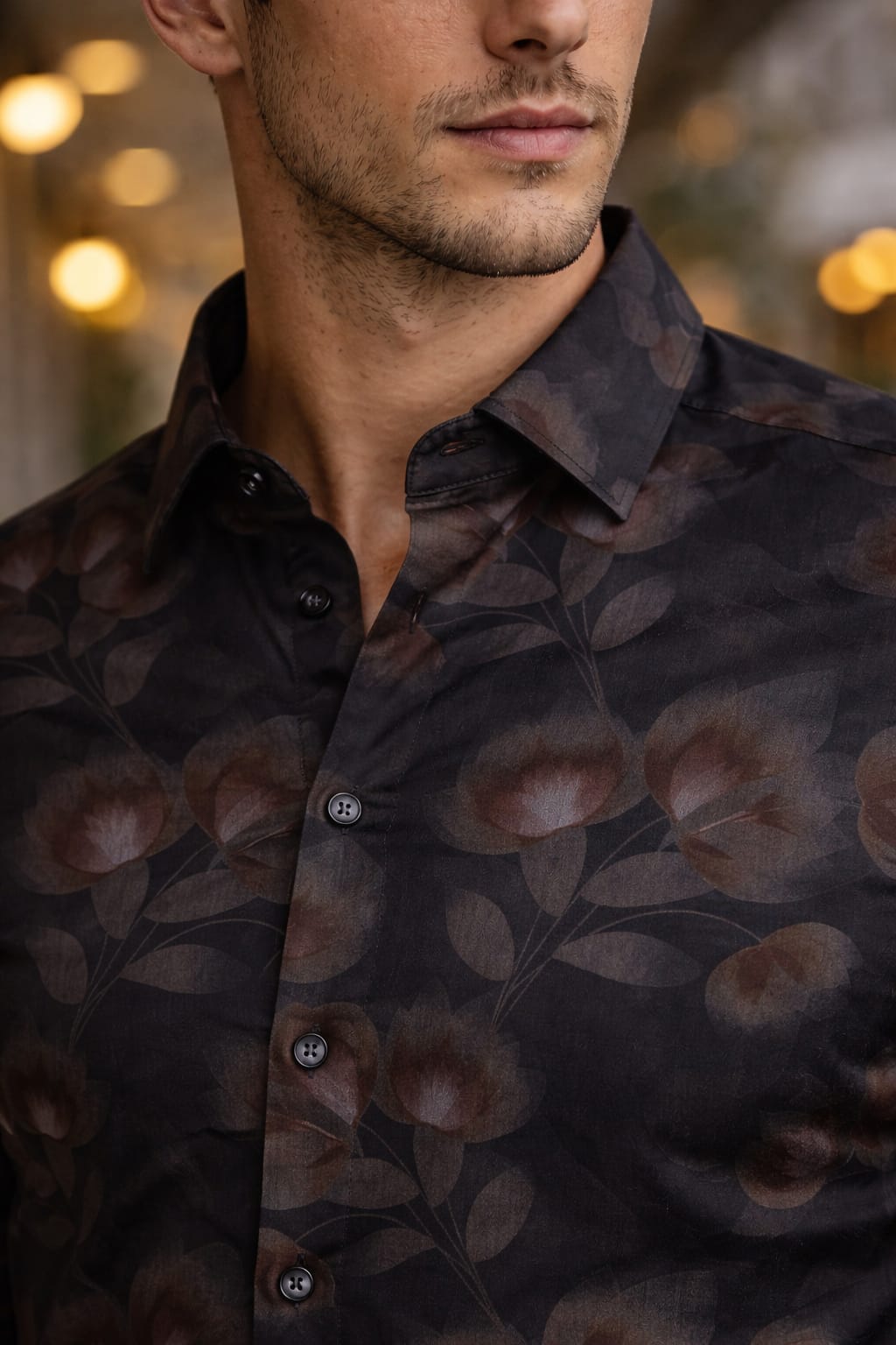 Men's Cartel Premium Black Floral Printed Lycra Shirt for Men | Stretch Fit Casual & Party Wear Shirt