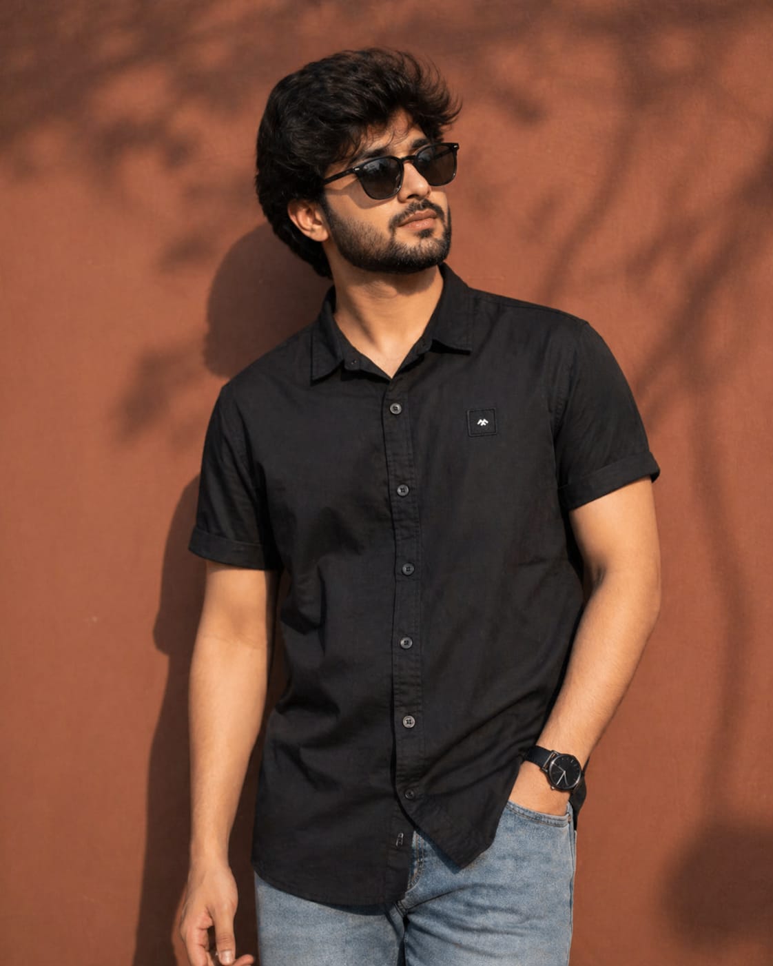 Men’s Lycra Solid Shirt | Premium Stretch Casual Shirt for Men | Regular Fit Half Sleeve (Black, Bottle Green, Olive, Maroon)