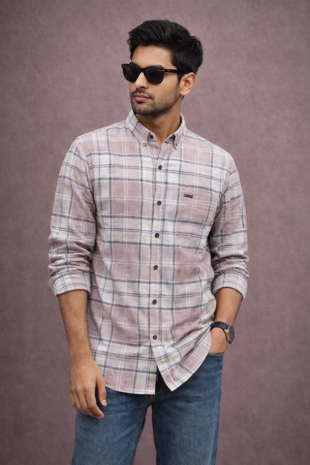Men’s Cotton Linen Casual Shirt | Premium Checked Casual Wear | Occasional Casual Stylish Shirt for Men