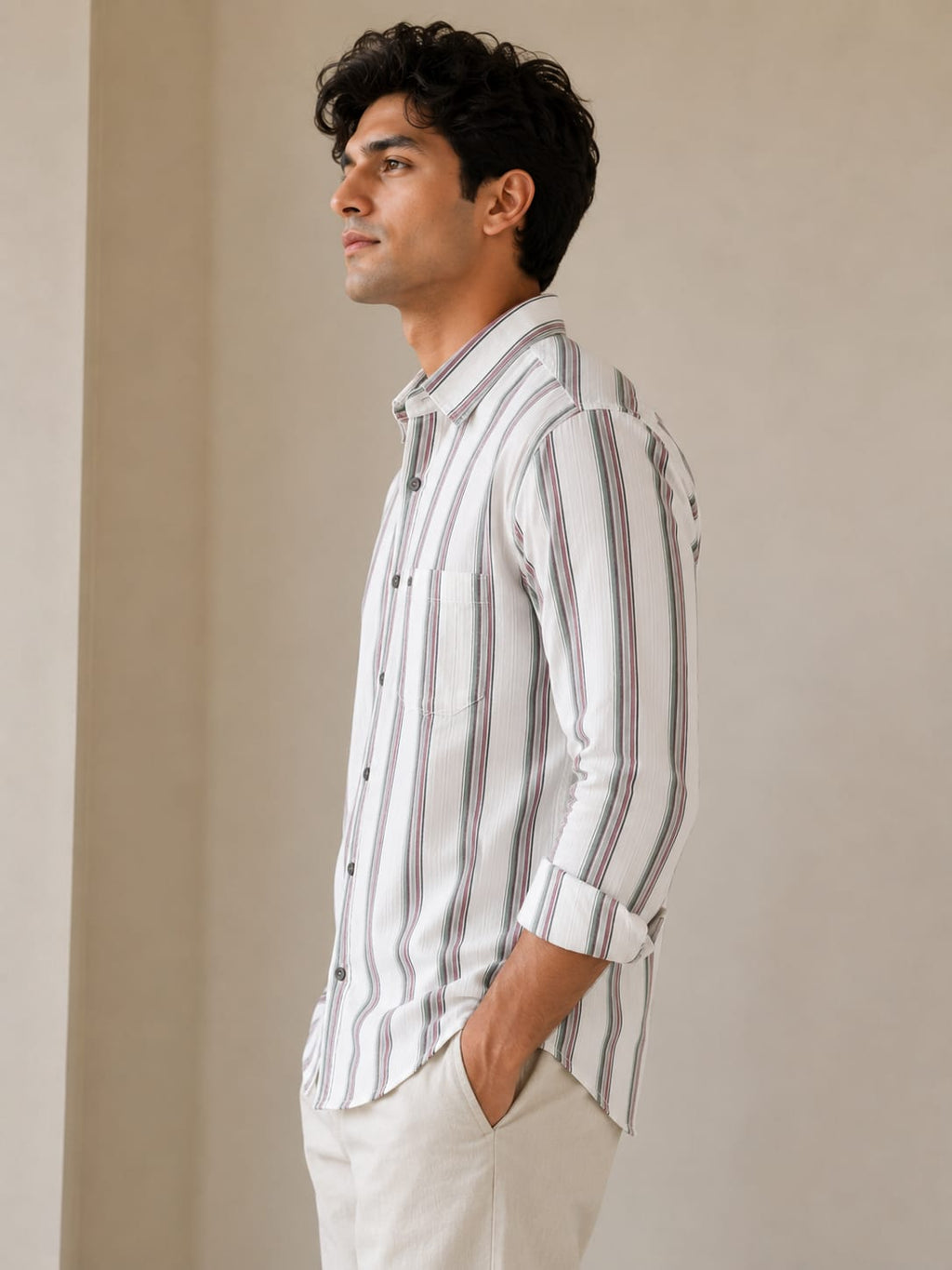 Men’s Premium Vertical Striped Occasional Casual Cotton Shirt | Stylish Summer Wear
