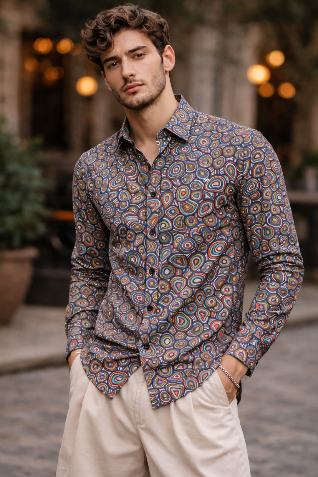 Men's Cartel Men Premium Wolf Linen Printed Slim Fit Casual Shirt For Men