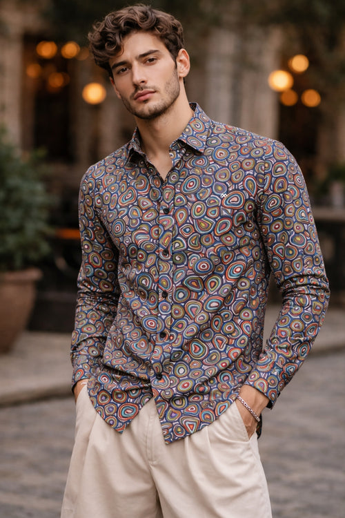 Men's Cartel Men Premium Wolf Linen Printed Slim Fit Casual Shirt For Men