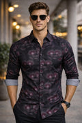 Men's Cartel Premium Black Floral Printed Lycra Shirt for Men | Stretch Fit Casual & Party Wear Shirt
