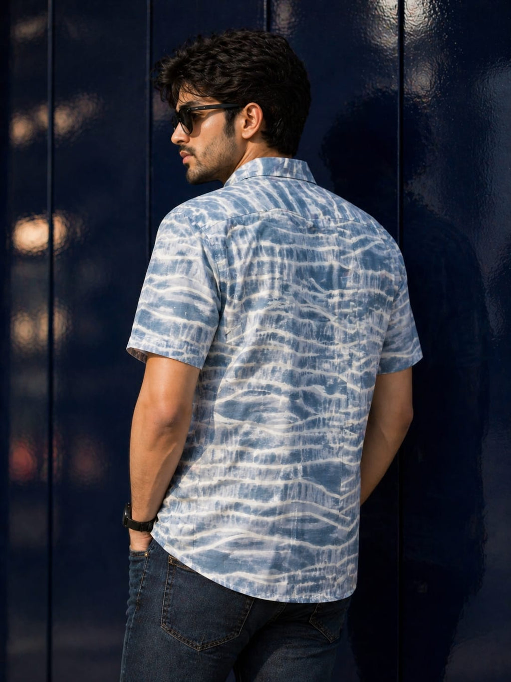 Men’s Melange Shirt | Premium Casual Shirt for Men | Regular Fit Half Sleeve (Blue, Green)