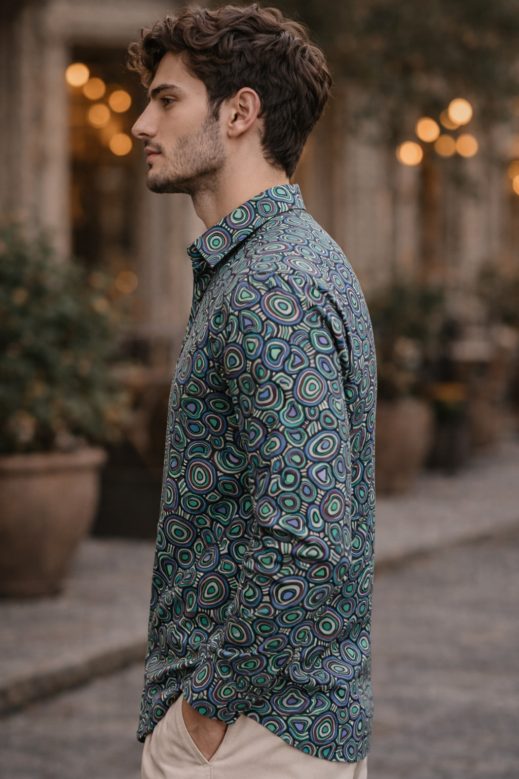 Men's Cartel Men Premium Wolf Linen Printed Slim Fit Casual Shirt For Men