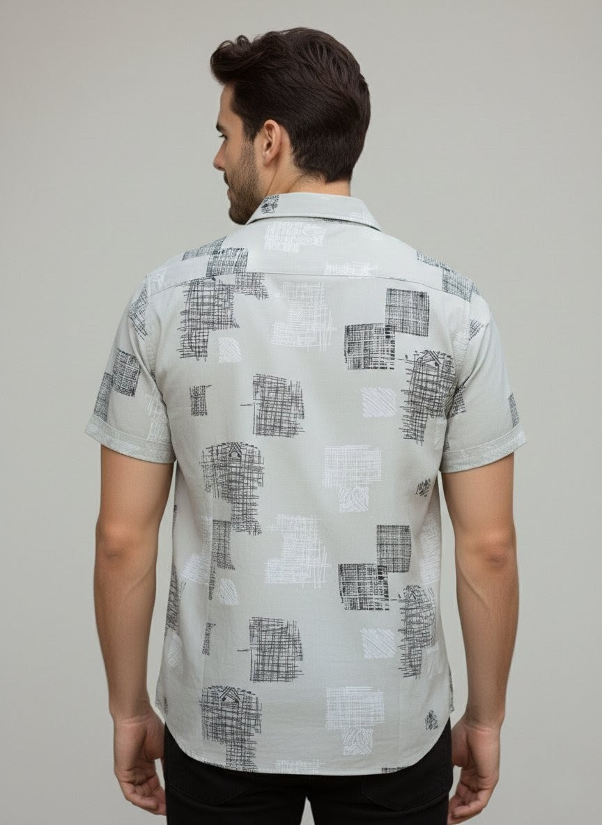 Men's Cartel Men's Premium Rayon Printed Half Sleeve Shirt for Men | Dark Purple Abstract Print Casual Summer Shirt