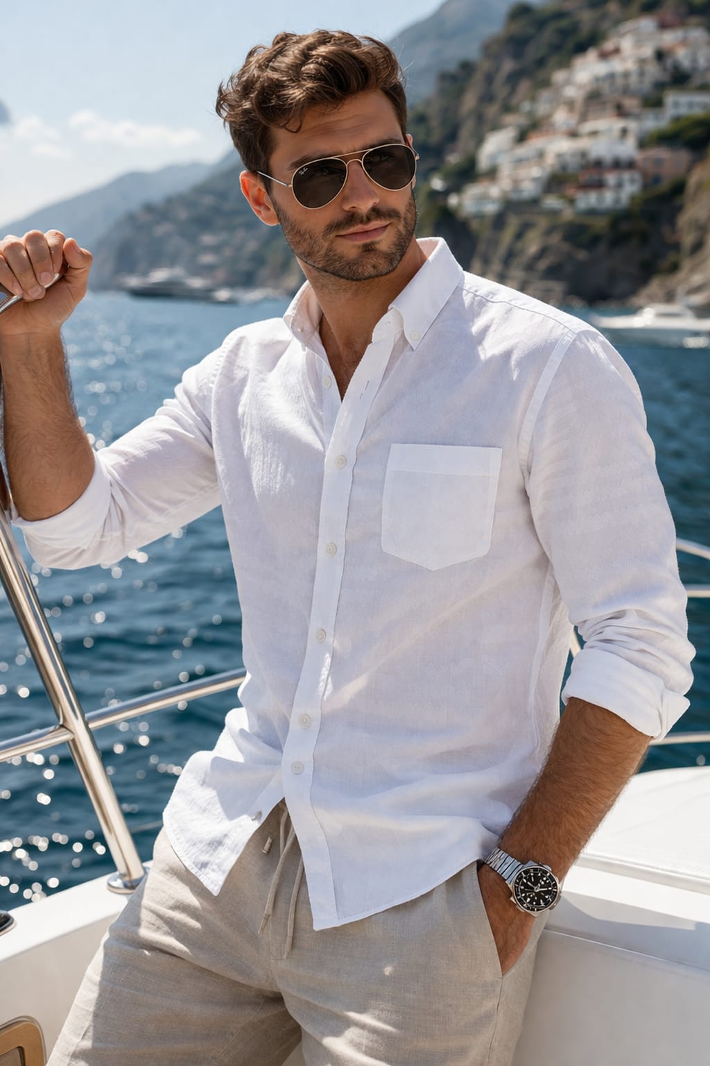 Men's Cartel Premium Casual Occasional Cotton Slim Fit White Shirt for Men
