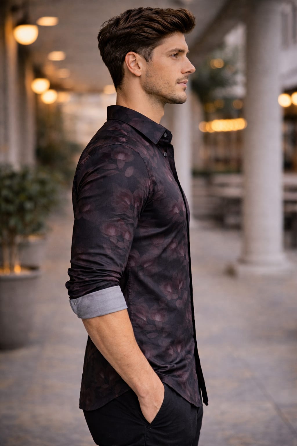 Men's Cartel Premium Black Floral Printed Lycra Shirt for Men | Stretch Fit Casual & Party Wear Shirt