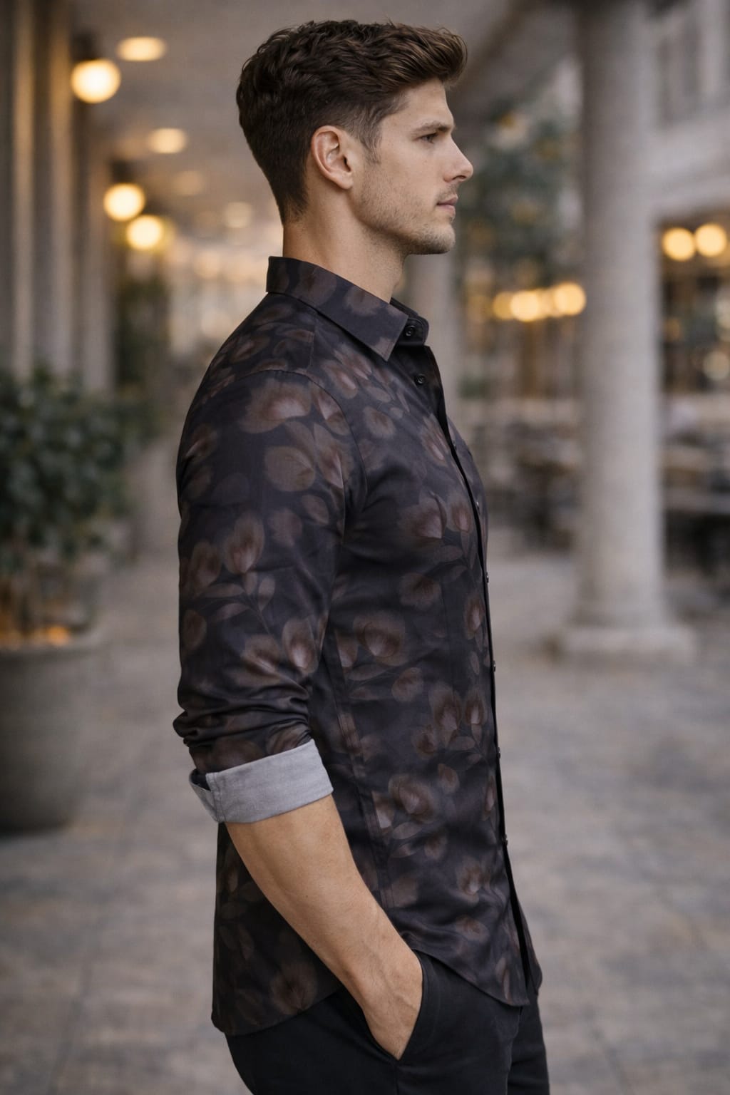 Men's Cartel Premium Black Floral Printed Lycra Shirt for Men | Stretch Fit Casual & Party Wear Shirt