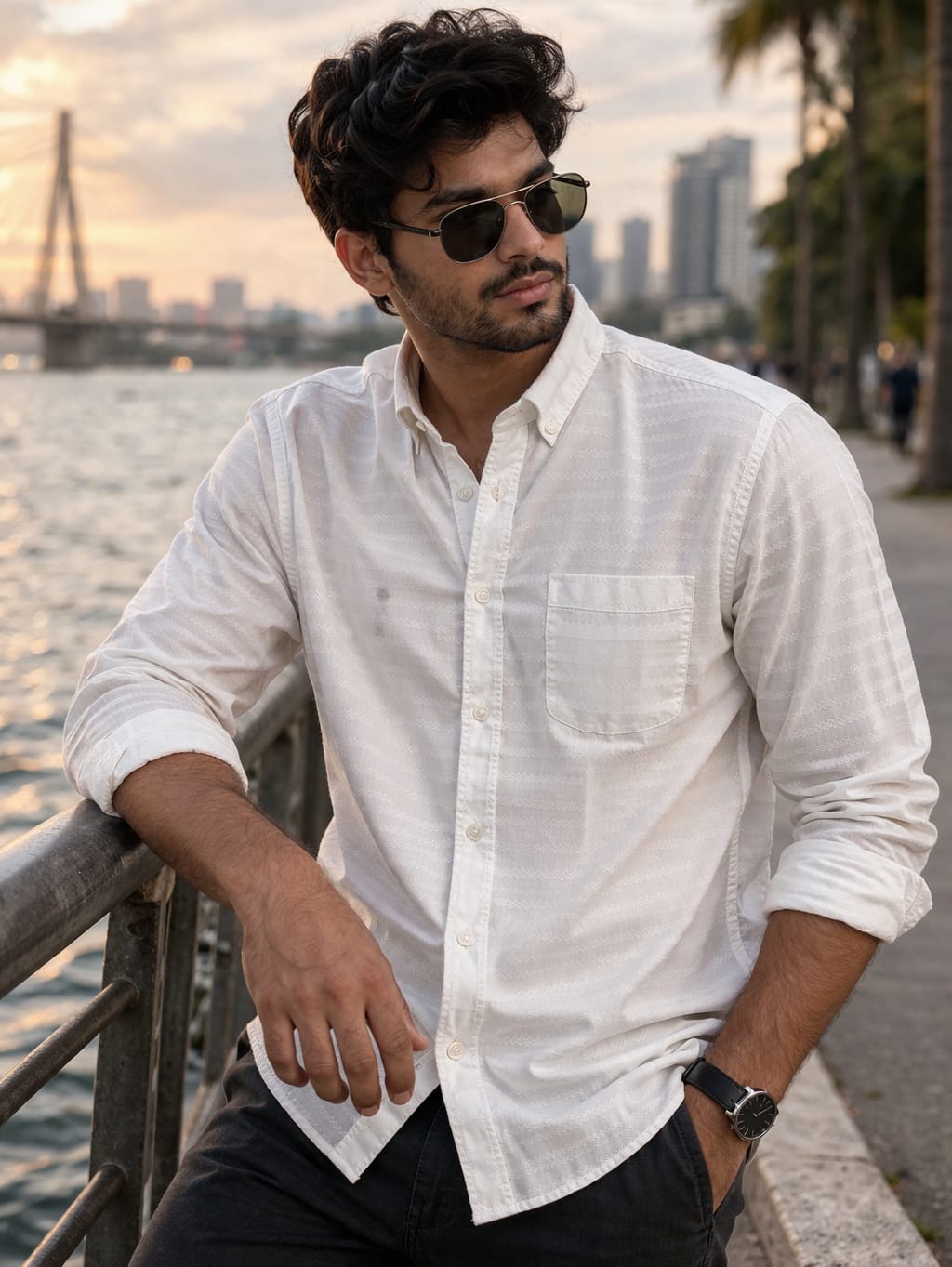 Men's Cartel Premium Casual Occasional Cotton Slim Fit White Shirt for Men