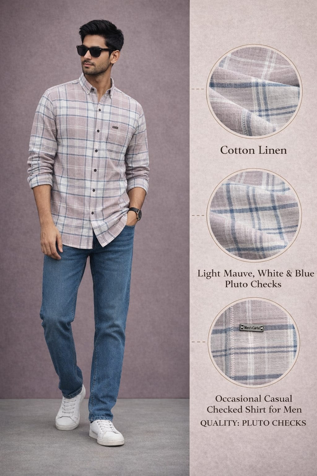 Men’s Cotton Linen Casual Shirt | Premium Checked Casual Wear | Occasional Casual Stylish Shirt for Men