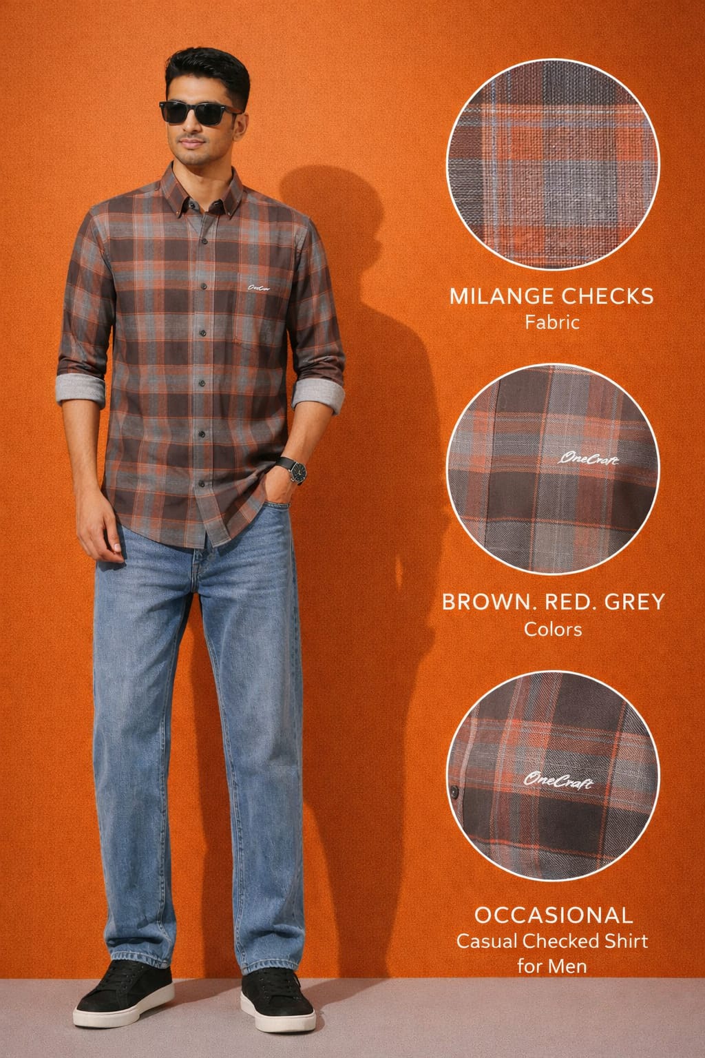 Men’s Melange Casual Shirt | Premium Checked Shirt | Occasional Casual Stylish Shirt for Men